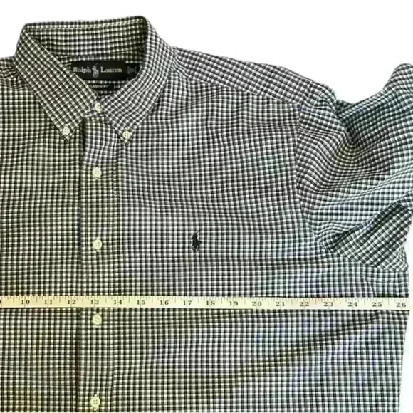 Men’s Ralph Lauren Blue Check Long Sleeve Button Down - Size 17, 34/35 - Picture 8 of 10